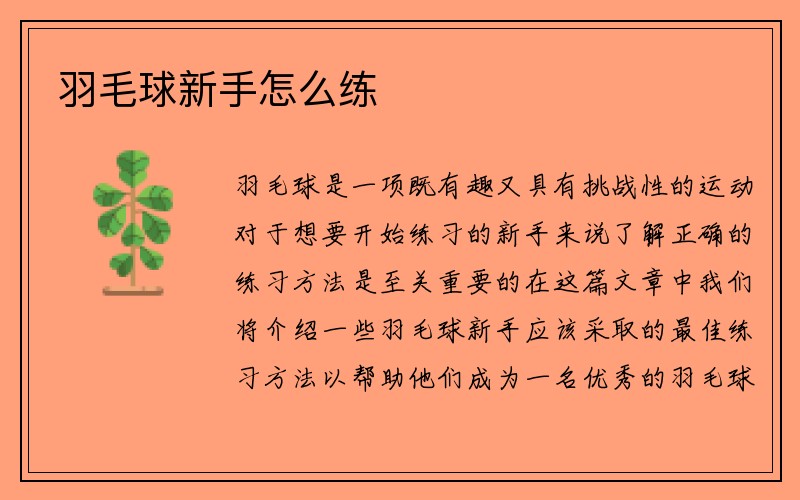 羽毛球新手怎么练